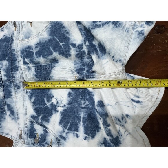 Levi's Women's Sz Large Light Blue Short Tie Dyed Overalls Boho Hippie Gypsy - Picture 12 of 16